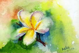 Frangipani Plumeria Flowers Watercolors Original Art Wallart Walldecor Impressionistic Watercolor Flora Loose Watercolor Paintings Watercolor Floral Watercolor