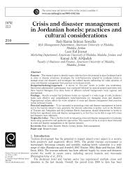 Provided technical and managerial oversight to federal agencies under fema mission assignment and to those agencies performing direct federal assistance. Pdf Crisis And Disaster Management In Jordanian Hotels Practices And Cultural Considerations