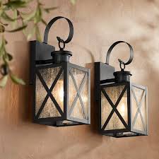 Welling 14 1 2 H Black Motion Sensor Outdoor Lights Set Of 2 63m74 Lamps Plus