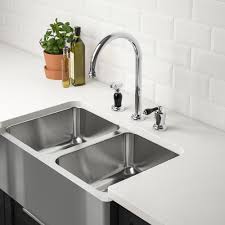 Bredsjon Apron Front Double Bowl Sink Under Glued Stainless Steel Ikea Double Bowl Sink Double Bowl Undermount Kitchen Sink Double Bowl Kitchen Sink