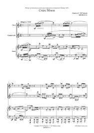Sheet Music Crazy Mouse For Clarinet Oboe Piano Mixed Ensemble By Gil Valencia
