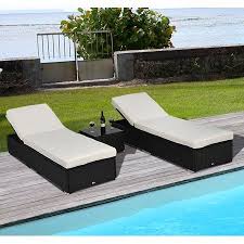 Outsunny 3 Piece Wicker Patio Chaise Lounge Set Outdoor Adjustable Rattan Reclining Chairs With Cushions And Side Table White Walmart Com In 2020 Patio Chaise Lounge Wicker Chaise Lounge Garden Patio Furniture