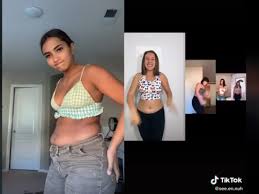 Video Body Positive Female Tiktok Influencers Dance Showing Bellies