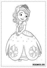A princesa sofia está em seu castelo com seus amiguinhos. Princesinha Sofia Para Colorir 49