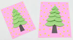 Great idea to make the trees dimensional! How To Make Beautiful Christmas Tree Greeting Card Very Easy Diy Handmade Christmas Cards Youtube