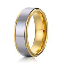 Click To Buy High Quality Bicolor Gold Colour Titanium Steel Wedding Bands Promise Rings For Men An Wedding Rings Titanium Jewelry Tungsten Wedding Bands