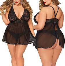 Amazon.com: Lingerie for Women for Sex,Plus Size Lingerie Set Loose Curvy  Flowy Babydoll See Through Eyelash Lace Negligees for Women Black :  Clothing, Shoes & Jewelry