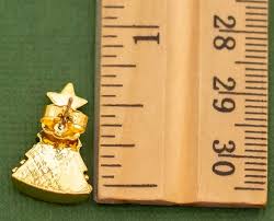 Vintage Mid Century Christmas Tree Rhinestone Stud Earrings by Avon K4