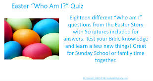 Either way, we've got a quiz that will challenge you. An Easter Quiz Game Kids Youth Adults