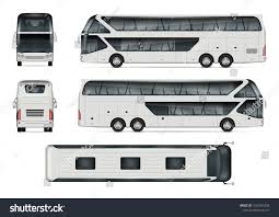 Bus Vector Mock Up Isolated Template Of Tour Coach On White Background Vehicle Branding Mockup Side Front Back Top View All Elements Bus Art Logo Tours