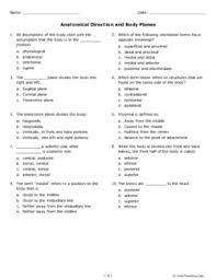 Anatomical Direction And Body Planes Free Printable Tests And Worksheets Basic Anatomy And Physiology Anatomical Study Printables