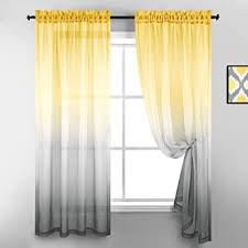 There's a lot more that curtains do than beautifying your interiors; Buy Yellow And Grey Curtains 63 Inch Length For Bedroom 2 Panels Set Window Ombre Pattern Sheer Curtains For Living Room Kitchen Decor Bright Yellow And Light Gray Online In Turkey B07xsy6rfc