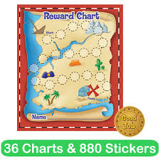 Pirate Treasure Hunt Design Reward Charts Stickers Set