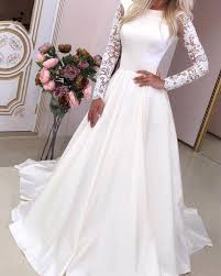 Get the best deal for satin scoop neck wedding dresses from the largest online selection at ebay.com. Elegant Satin Wedding Dresses Illusion Lace Long Sleeve Lace Up Scoop Neck Simple Pleated Bridal Gowns 2021 Vestido De Novia Big Deal 52f1 Cicig