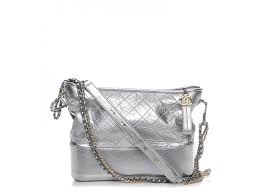 Chanel Gabrielle Hobo Bag Diamond Gabrielle Quilted Aged Medium Metallic  Silver in Calfskin with Gold-tone/Ruthenium