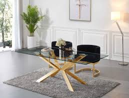 Gold glass living room table. Capri Gold Glass Top Dining Table By Meridian Furniture