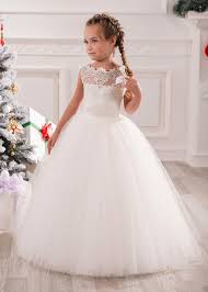 Princess Ivory Lace Tulle Beaded Floor Length Flower Girl Dress Party Dress White Flower Girl Dresses Flower Girl Dresses Flower Girl Dresses 2017