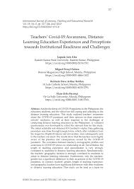 Pdf Teachers Covid 19 Awareness Distance Learning Education Experiences And Perceptions Towards Institutional Readiness And Challenges