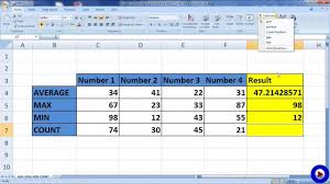 Excel Formula Average Max Min Count