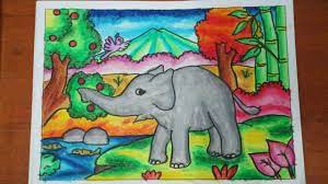 Cara Mewarnai Gambar Dengan Crayon Gajah How To Color With Oil Pastels Youtube
