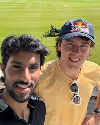 Tilak Varma reunites with his old friend Dewald Brevis in Hampshire. 📸:  Dewald Brevis