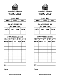 Fillable Online Insulin Sliding Scale Form Fax Email Print