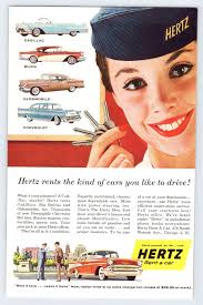 Bella giovane donna hertz noleggio auto vintage 6,5""x10"" rivista annuncio  anni
