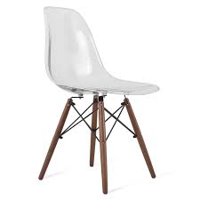 Eames Style Dsw Clear Acrylic Plastic Dining Shell Chair With Dark Walnut Eiffel Legs Dining Chairs Plastic Dining Chairs Solid Wood Dining Chairs