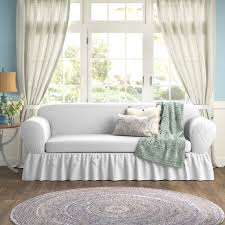 A lovely rich floral design in beige, grey and cream shades. Sofa Skirted Slipcovers Wayfair