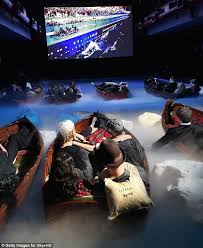 movie is screened in a swimming pool