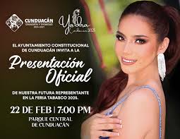 Te invito a la presentación ante nuestro pueblo de Yadira de la Cruz Torres  como representante de #Cunduacán en la Feria Tabasco 2025. Será este sábado  22 de febrero a las 07:00