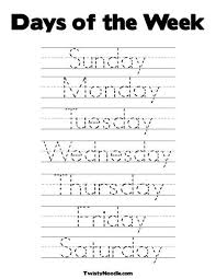 Days Of The Week Coloring Page Preschool Writing School Worksheets Preschool Learning