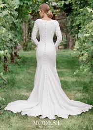 Modest Bridal By Mon Cheri Tr11988 Button Back Wedding Gown Modest Wedding Dresses Trendy Wedding Dresses Long Wedding Dresses