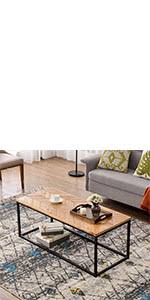 Constructed from the combination of particleboard and metal for prolonged durability, it showcases an unfinished edge along. Amazon Com Modern Wood Coffee Table Nature Cocktail Table For Living Room Chevron Pattern Metal Hairpin Legs Nature Rustic Rectangular Table Glossy Finished Oak Home Kitchen