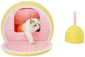 amazon com vetreska cat litter box with lid fruity kitty kove with scoop set lime pet supplies cat litter box litter box with lid cat litter box furniture