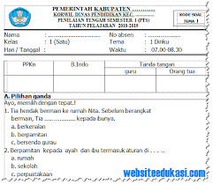 Update Soal Pat Kelas 1 Sd Semester 2 Kurikulum 2019 Paling Update