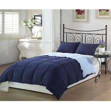 Queen 3 Piece Reversible Comforter Set In Navy And Light Blue Purple Comforter Comforter Sets Blue Comforter