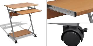 Small Computer Desktop Wooden Metal Desk Table Workstation Wheels Keyboard Tray Small Computer Desk Desk Small Computer