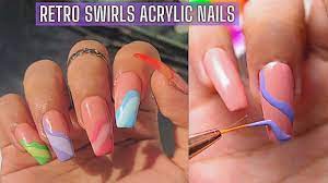 Using presto gold art gel #154, create details, adding more smaller triangles and outlining the previous ones. Swirl Abstract Nails Retro Swirl Nail Art With Gel Polish Youtube