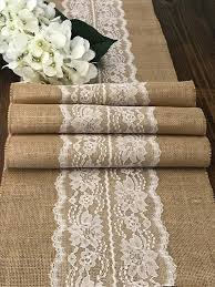 Burlap Table Runner With Ivory Or White Lace Center Farmhouse Rustic Table Decor Vintage Country Garden Wedding Reception 14 Width Burlap Lace Table Runner Farmhouse Table Decor Rustic Table Decor
