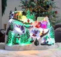 WONDER GARDEN Christmas Village House - Christmas Village Buildings,  Lighted Musical Snowy Mountain Moving Skiing Christmas Town Village Sets  with ...