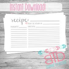Recipe Card Printable Recipe Card Instant Download Kitchen Decor Customizable Recipe Cards Template Recipe Cards Printable Templates Printable Recipe Cards