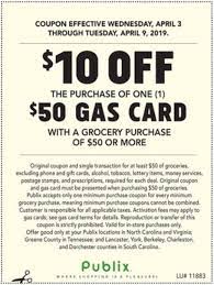 The coupon for the popular offer is on the cover. Publix Get 10 Off A Gas Gift Card With 50 Grocery Purchase
