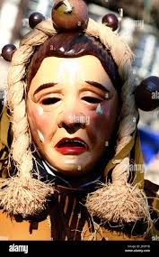 face sad disguised lake constance black forest carnival onion costume mock  Stock Photo