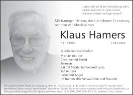 Traueranzeigen von Klaus Hamers
