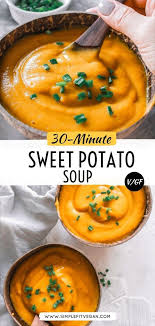Sweet Potato Soup Simplefitvegan Recipe In 2020 Sweet Potato Soup Healthy Sweet Potato Soup Recipes Sweet Potato Soup