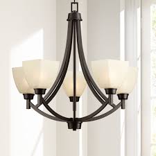 Possini Euro Design Oil Rubbed Bronze Chandelier 24 1 2 Wide Modern Tan Glass 5 Light Fixture For Dining Room House Foyer Kitchen Walmart Com Walmart Com