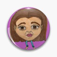 Big Forehead Girl Pins and Buttons for Sale