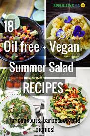 18 Creative Oil Fee Vegan Summer Salads Sprouting Zen Summer Salad Recipes Healthy Summer Recipes Vegan Recipes Easy