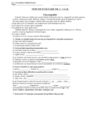 Clr (comunicare în limba română) grade/level: Evaluare Nr 2 Clr Clasa A Ii A